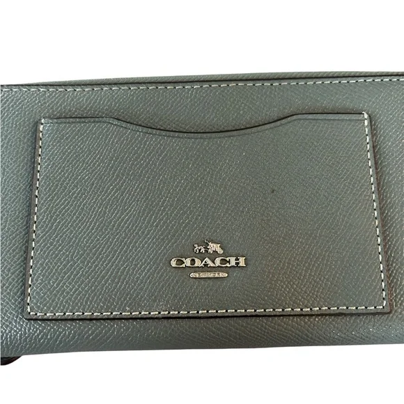 Coach F54007 Crossgrain Accordion Zip Around Leather Wallet - Blue - Picture 2 of 4